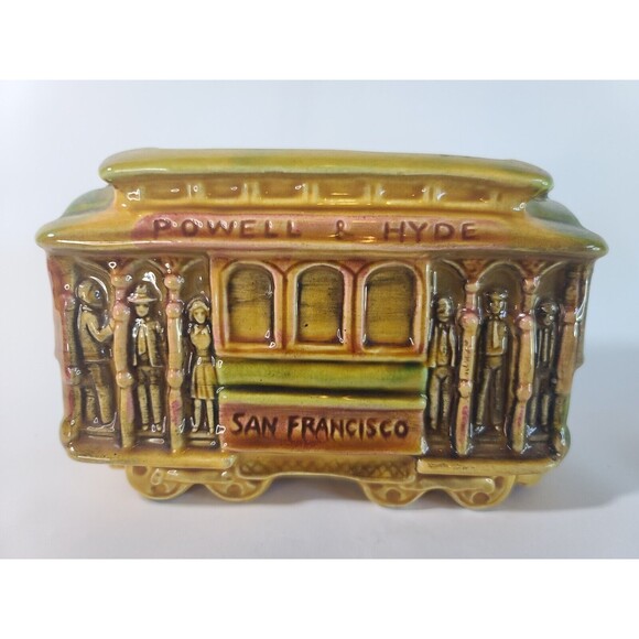 San Francisco Trolley Vintage Rare Planter or Napkin Holder One of A Kind VTG - Picture 1 of 10